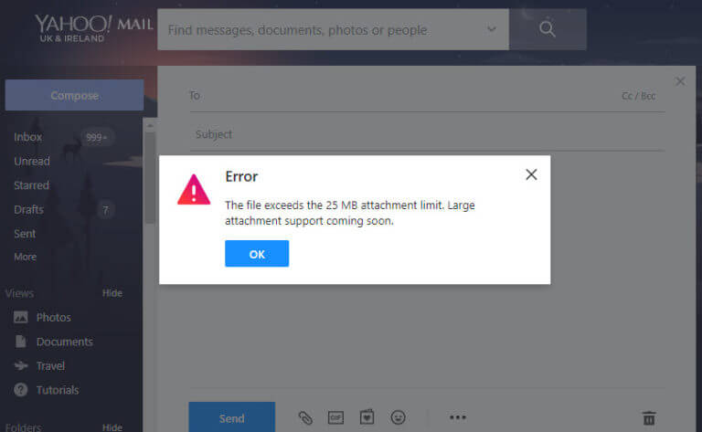 Steps To Send Large Yahoo Mail Messages And Attachment Size Limits